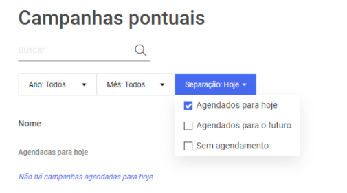 exibe filtros de destaque para ajudar na identificação de uma campanha específica